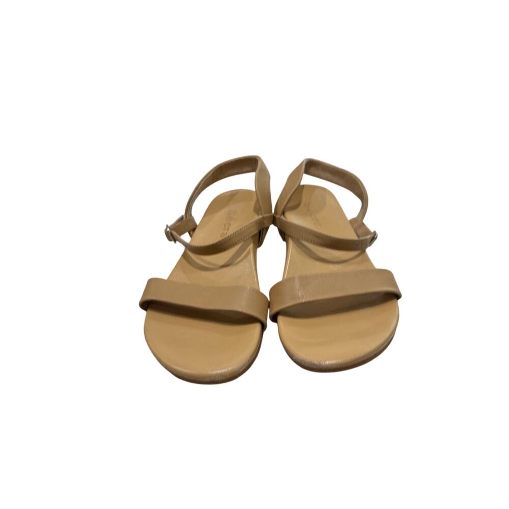 Secra Women’s Tan Leather Ankle Strap Flat Sandals Size US 8.5